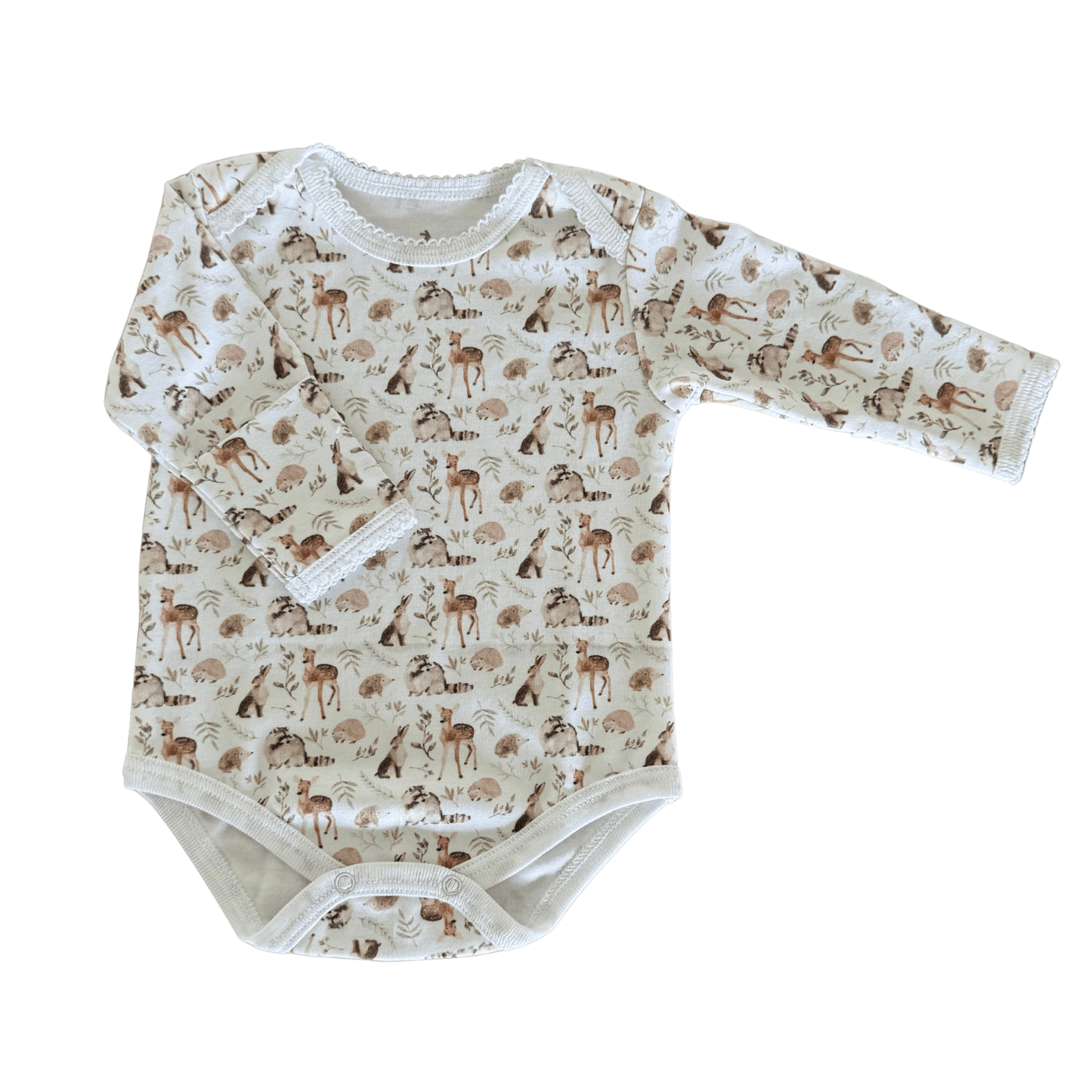 Bodysuit pima cotton forest animals