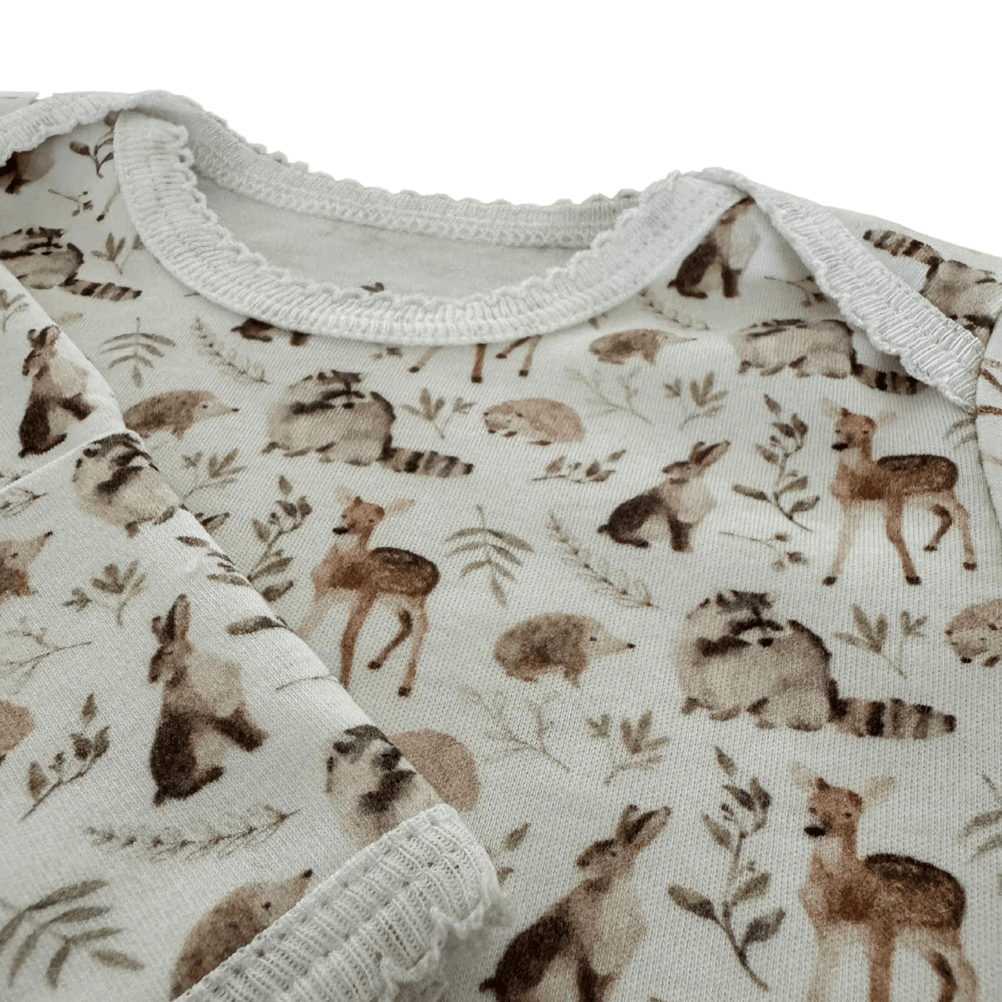 Bodysuit pima cotton forest animals details