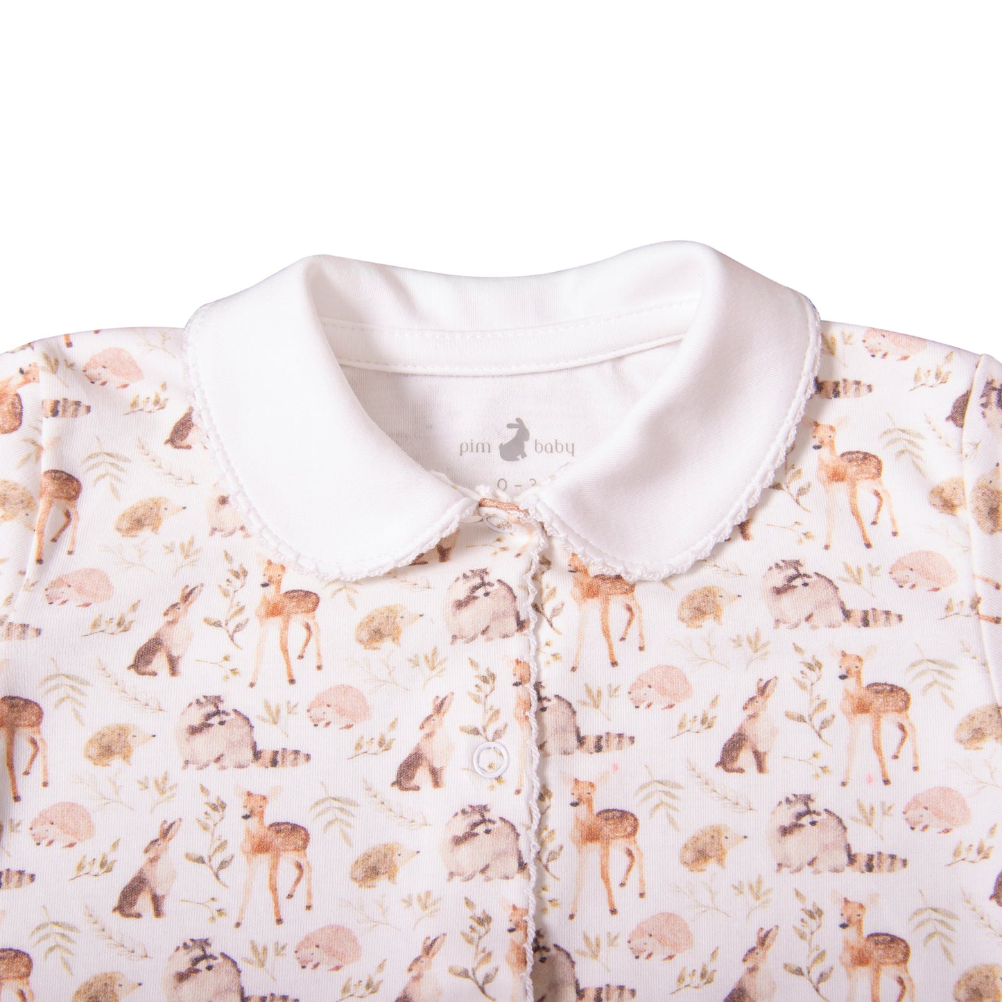 Footie Pima cotton forest animals details