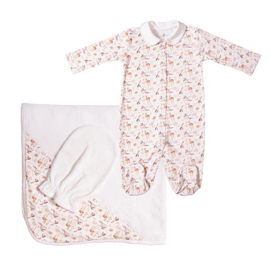 Towel and footie gift set forest animals