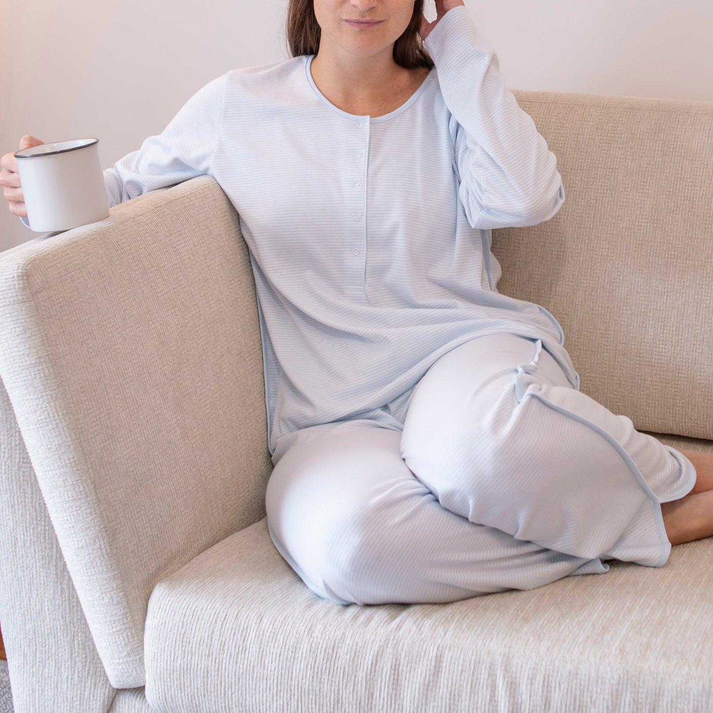Adult PJ Pima Cotton blue stripes soft