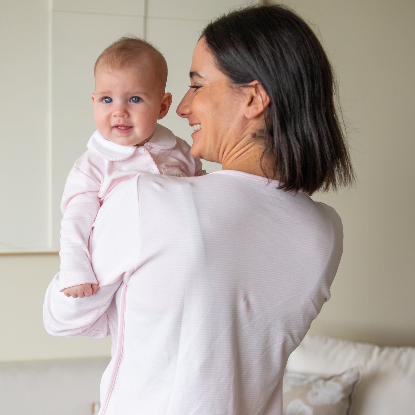 Mom and me Nursing PJ and Footie Pima Gift Set Pink stripes