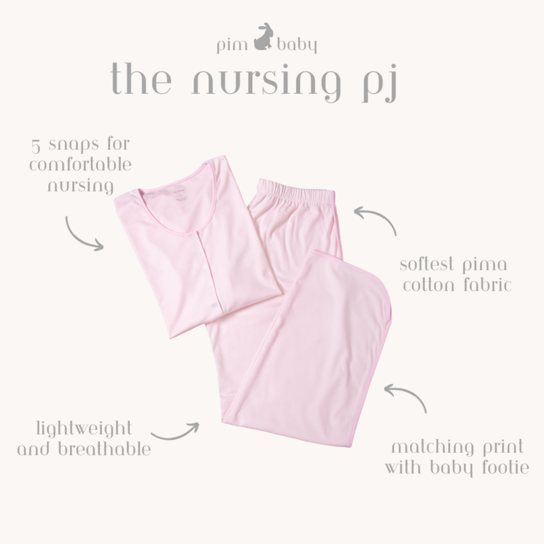 Mom and me Nursing PJ and Footie Pima Gift Set Pet Lover Pink stripes