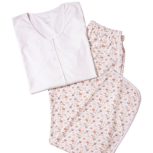 Adult PJ Pima Cotton Forest Animals