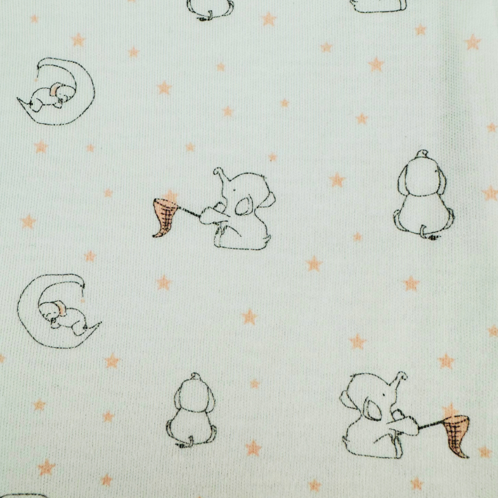 Footie pima cotton dreaming elephants pink
